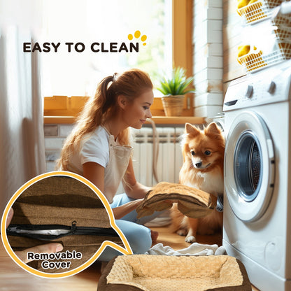 Indulge Your Small Dog with Our Cozy Brown Calming Bed - Anti-Slip Design for Ultimate Comfort
