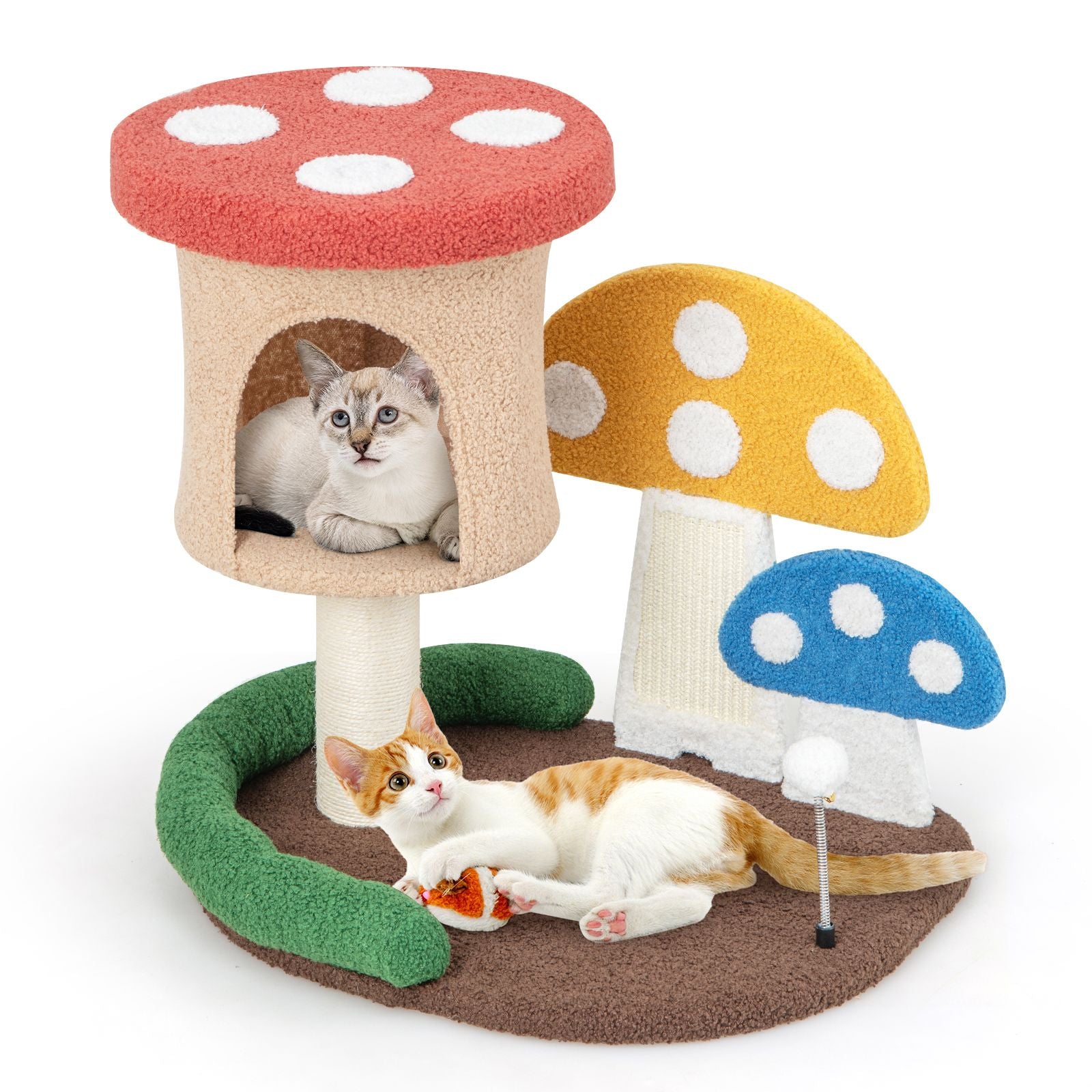 4-in-1 Cat Tree with Enclosed Condo and Elevated Platform Featuring Full-Wrapped Sisal Post