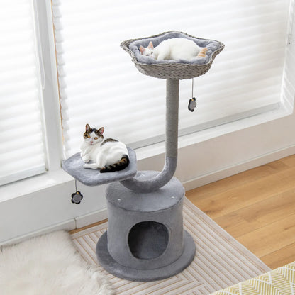 3-Tier Cat Tree with Sisal-Wrapped Scratching Post