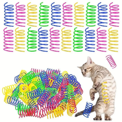 Interactive Cat Spiral Toy Set - 20 Colorful Plastic Springs for Hunting, Swatting, and Biting