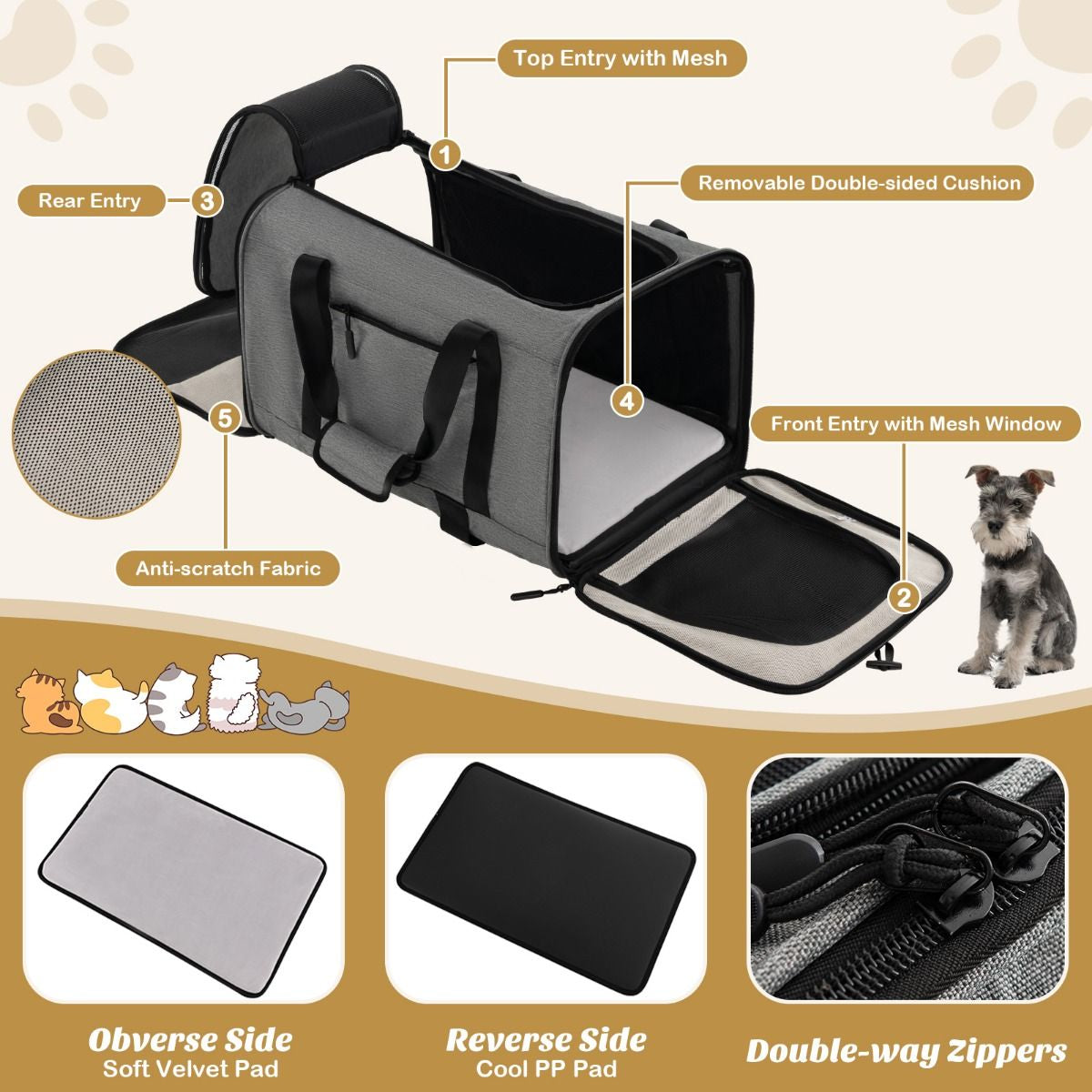Premium Rolling Carrier for Small and Medium Pets