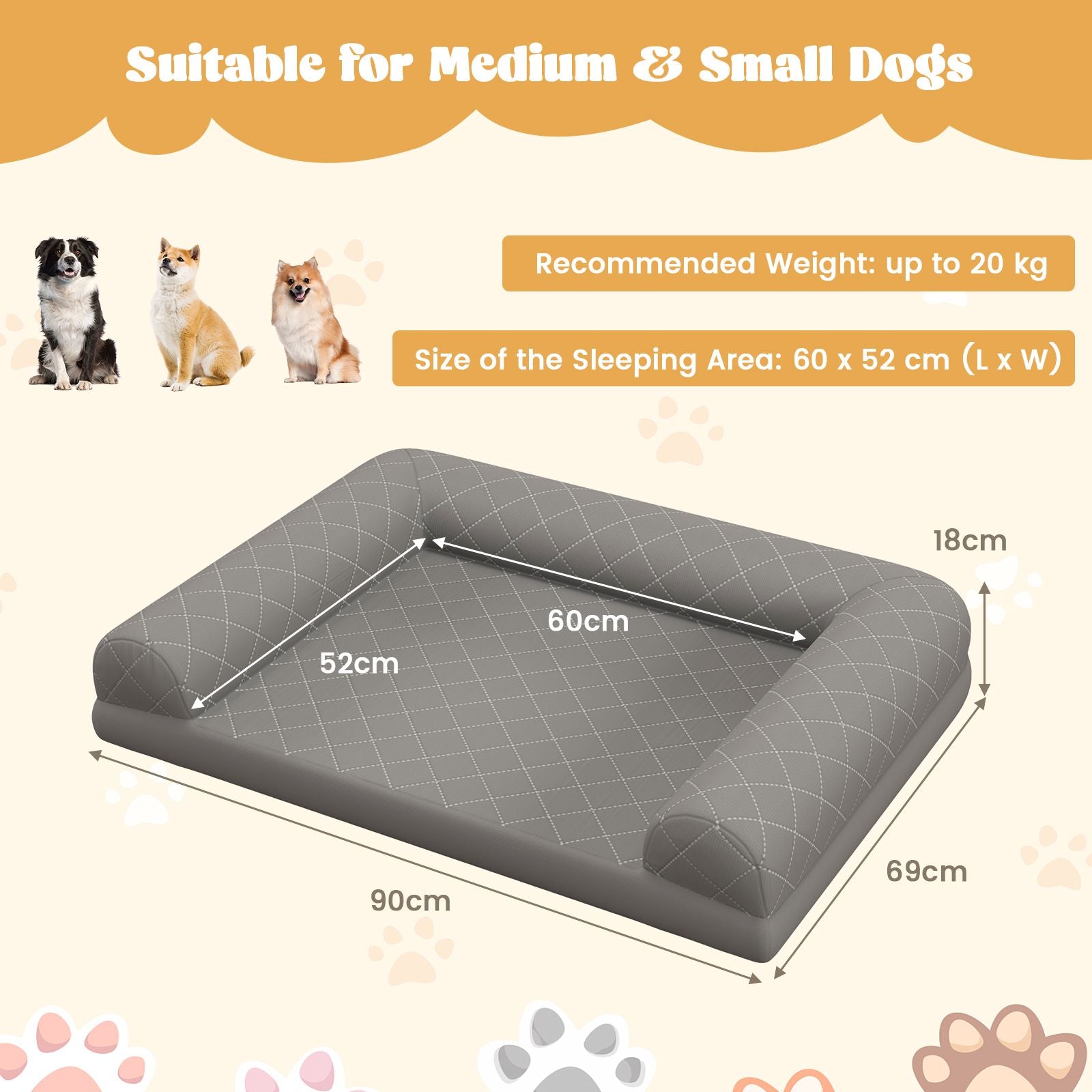Luxury Orthopedic Dog Bed with 3-Sided Bolster for Ultimate Comfort and Support