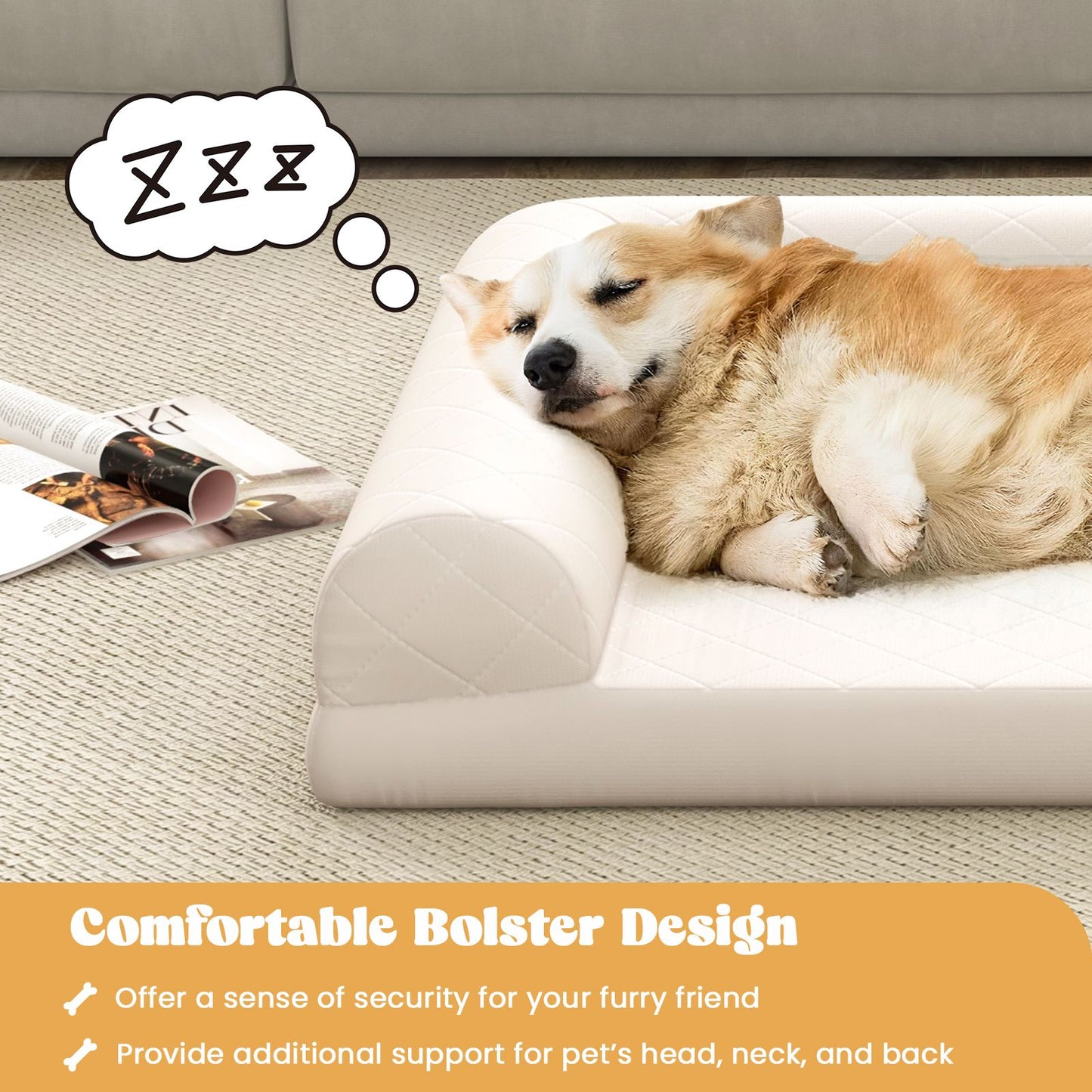 Luxury Orthopedic Dog Bed with 3-Sided Bolster for Ultimate Comfort and Support
