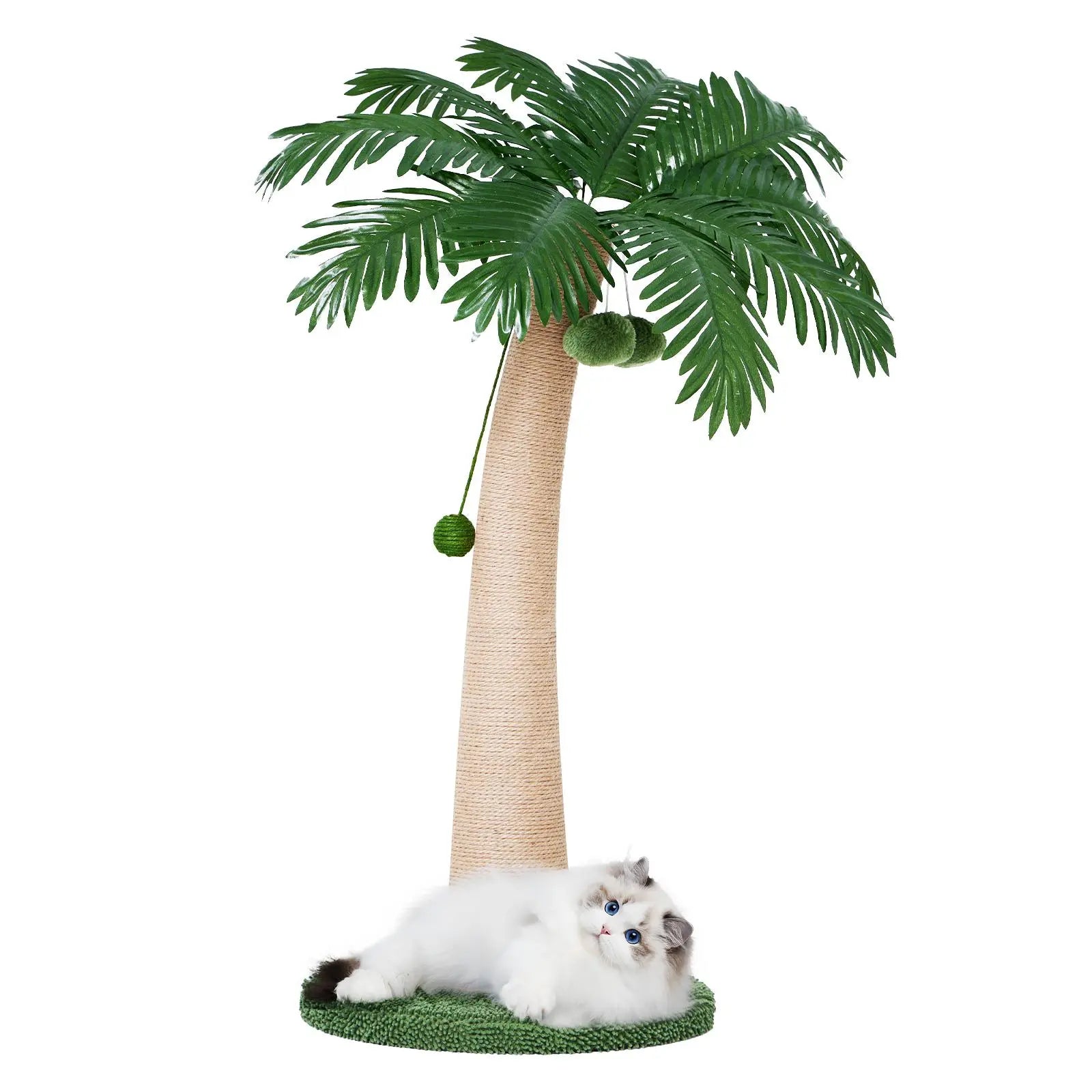 Wecharmer Indoor Cat Tree Tower with Plush Condo, Scratching Posts, and Hanging Ball - Ideal Pet Furniture with Green Leaf Design