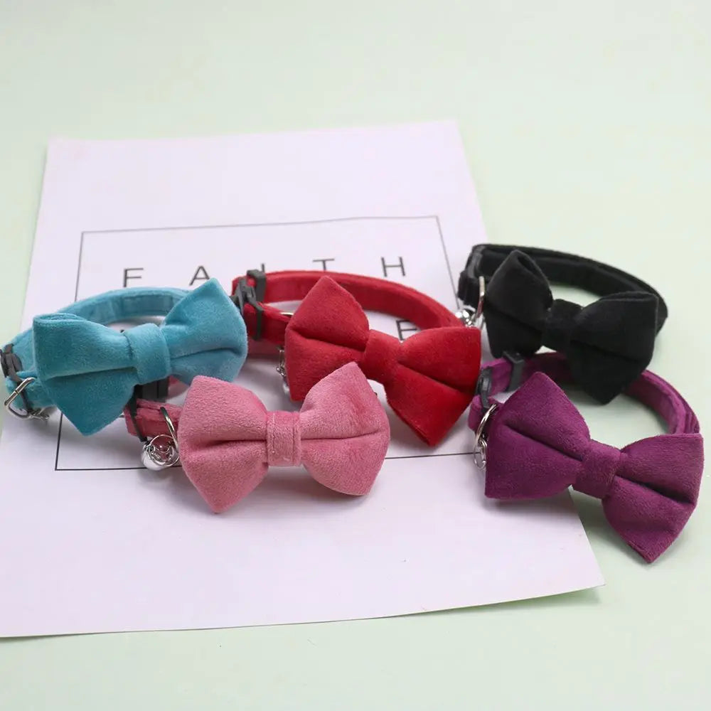 Adjustable Pet Collar with Bell and Bowknot Design, Featuring Safety Buckle - Ideal Accessories for Small Dogs and Cats