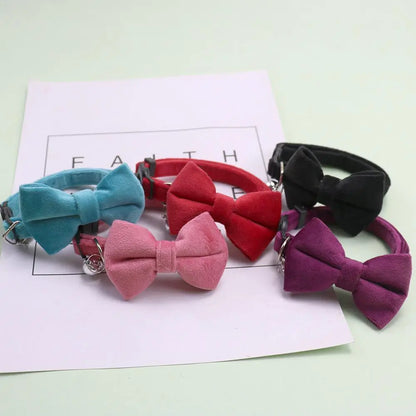 Adjustable Pet Collar with Bell and Bowknot Design, Featuring Safety Buckle - Ideal Accessories for Small Dogs and Cats