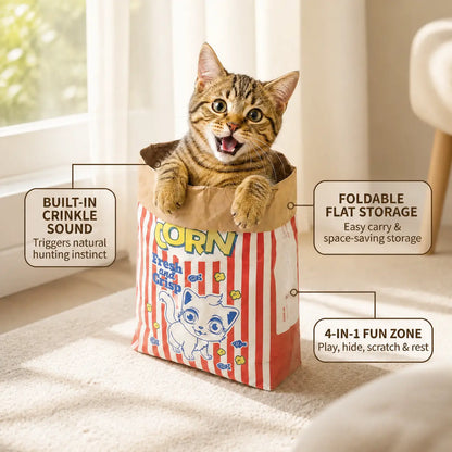 Giant Crinkle Bag Tunnel Toy for Indoor Cats - 29.5 x 13.8 Inch Collapsible Interactive Hideaway with Crinkle Sound for Kittens, Rabbits, and Ferrets