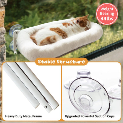 Folding Window Cat Hammock - Cordless, Machine Washable Bed with Durable Metal Frame and Strong Suction Cups for Cats and Small Dogs