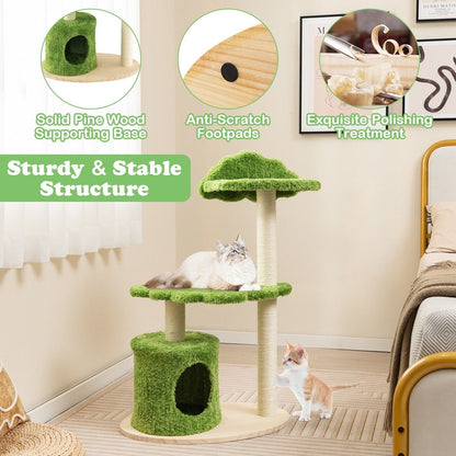 Stylish 97Cm Wooden Cat Tree - 3-Tier Activity Center for Play and Relaxation
