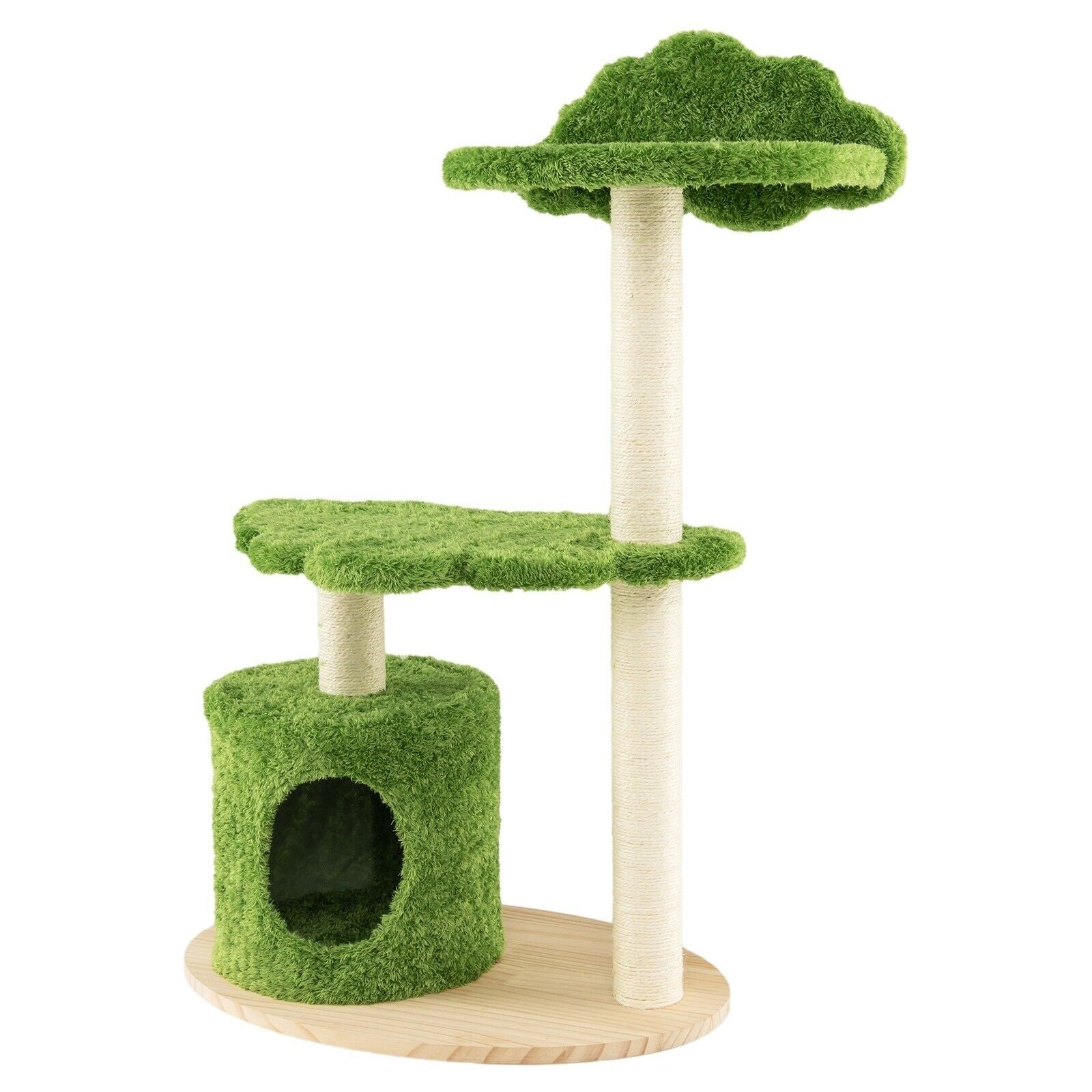 Stylish 97Cm Wooden Cat Tree - 3-Tier Activity Center for Play and Relaxation