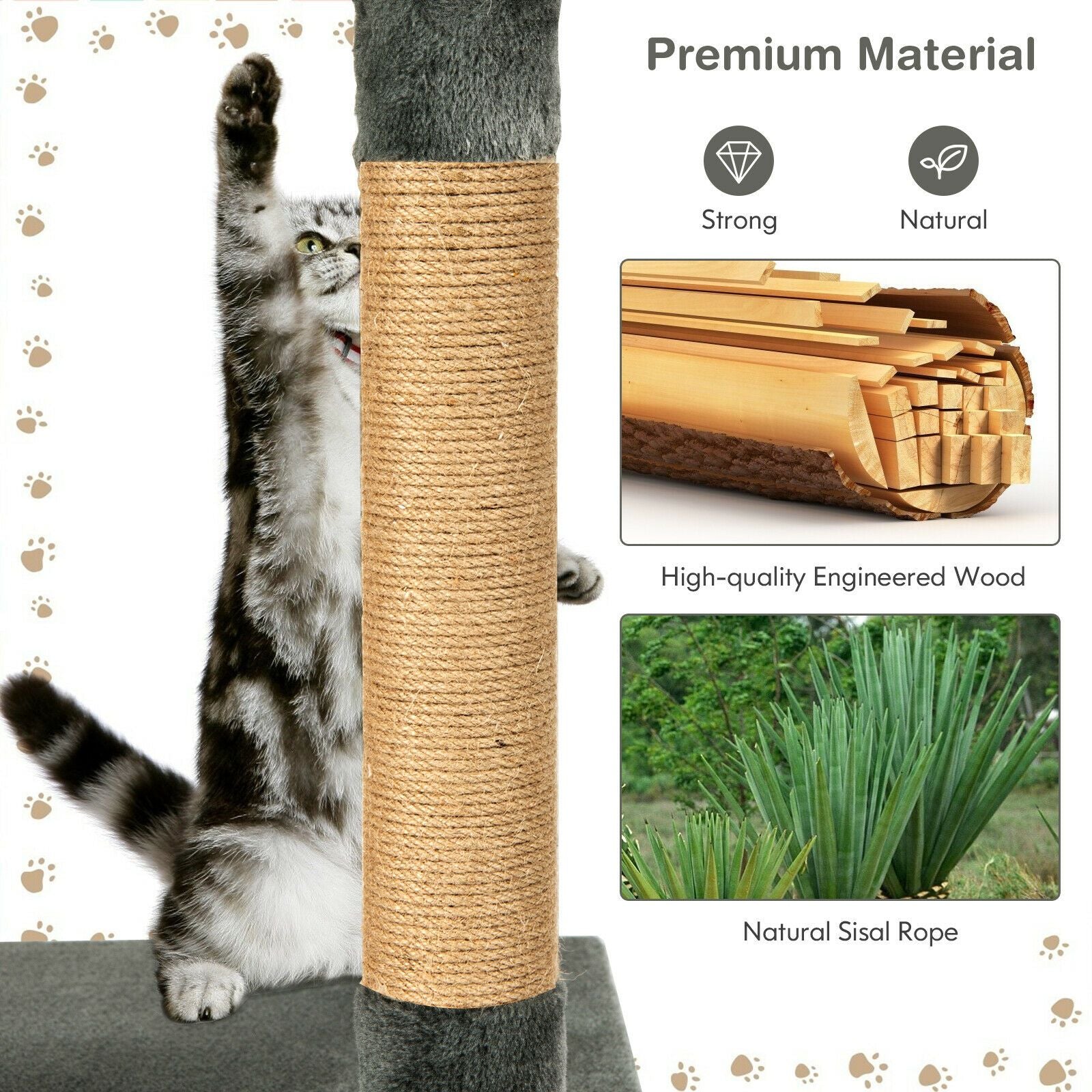 Multi-Tiered Cat Scratching Post and Tree