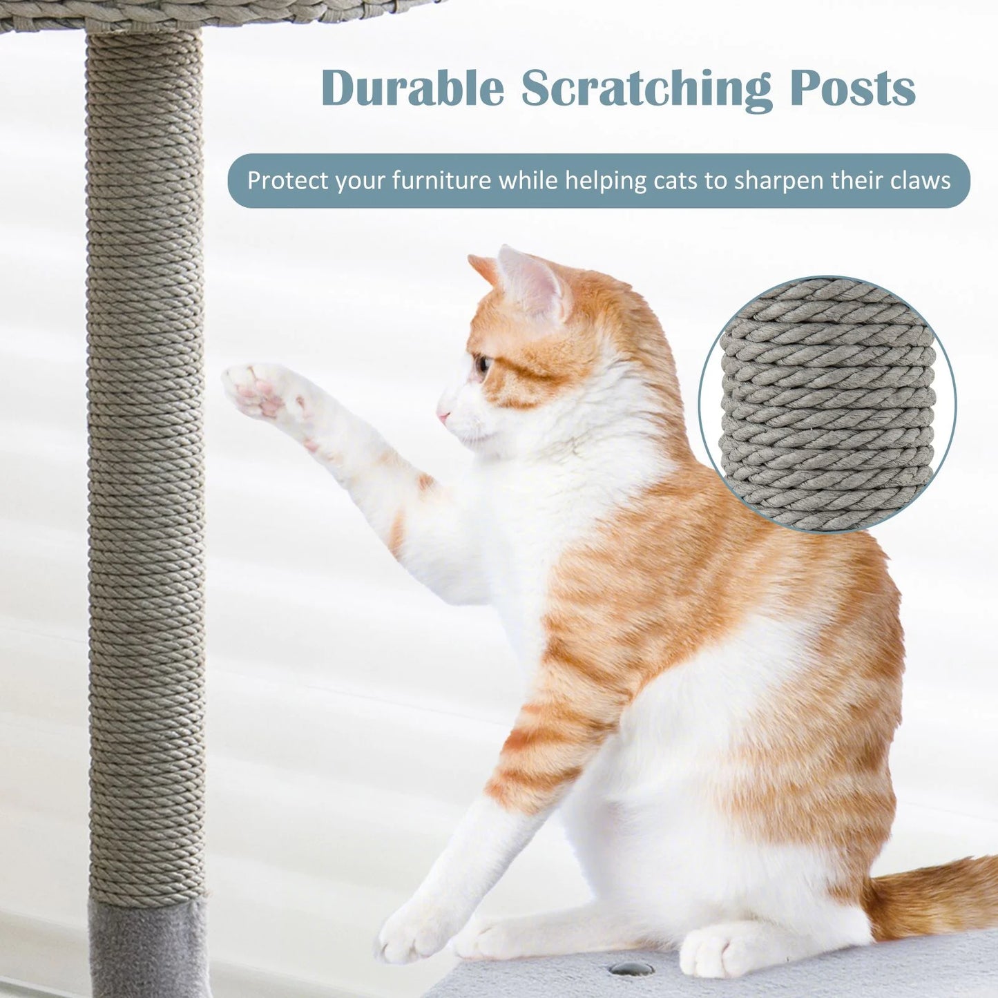 3-Tier Cat Tree with Sisal-Wrapped Scratching Post