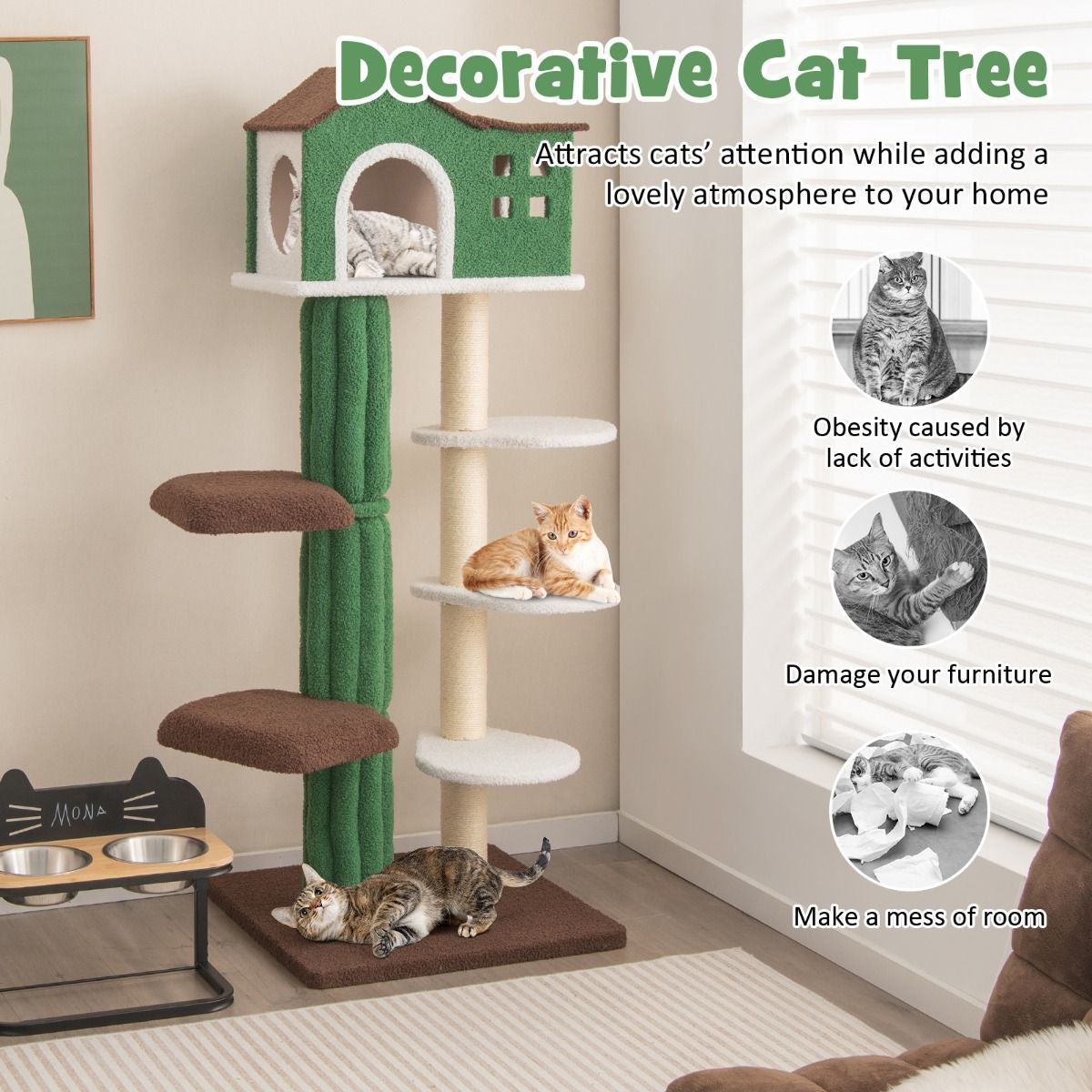 7-Tier Contemporary Cat Tree with Sisal Scratching Posts