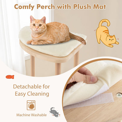 Multi-Level Modern Wood Cat Tree with Scratching Board and Post