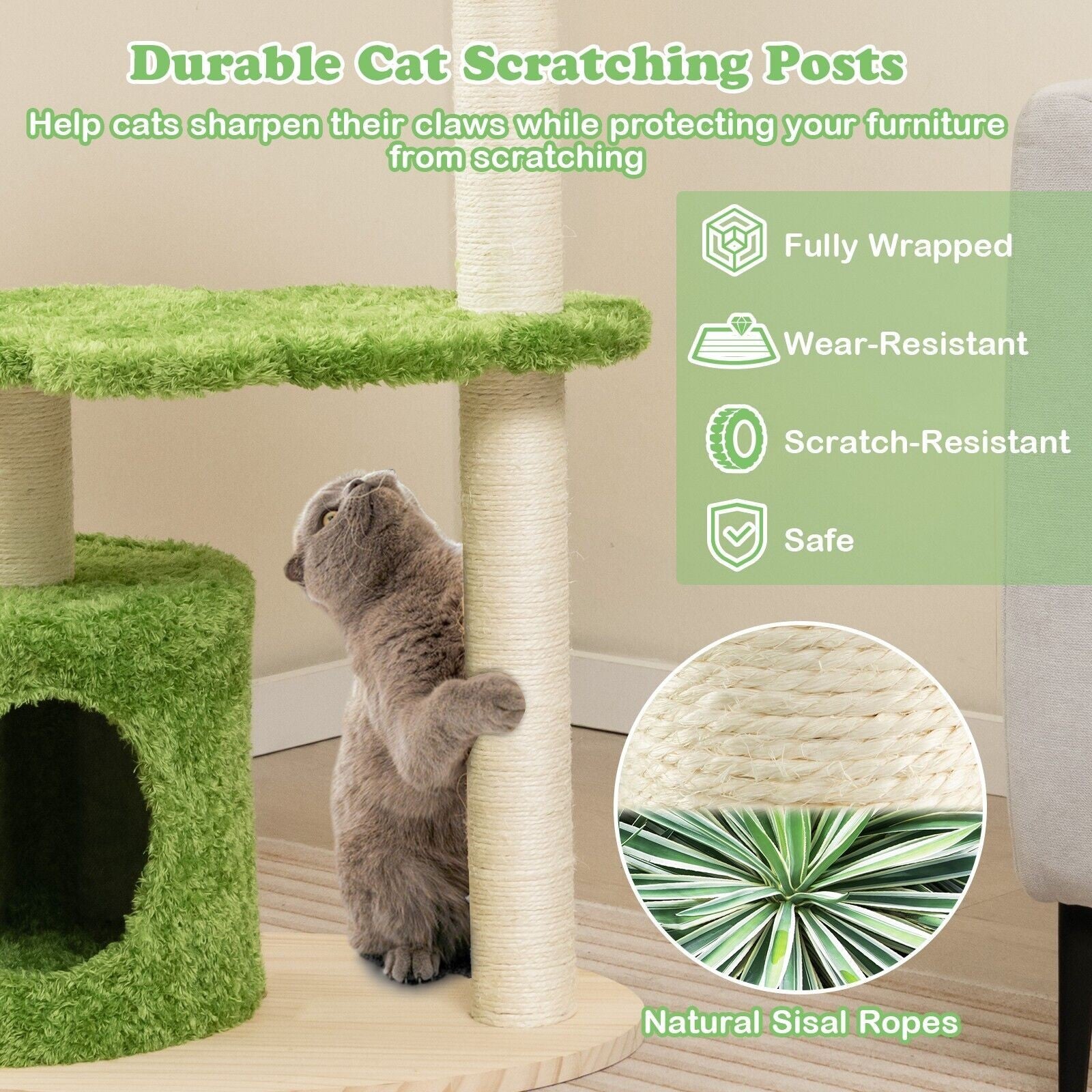Stylish 97Cm Wooden Cat Tree - 3-Tier Activity Center for Play and Relaxation