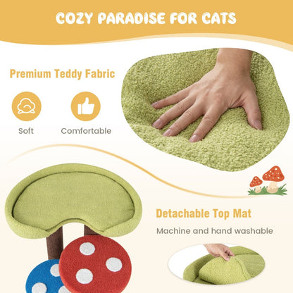 3-in-1 Cat Tree Featuring Three Fully Wrapped Sisal Posts with Removable Mat and Platforms