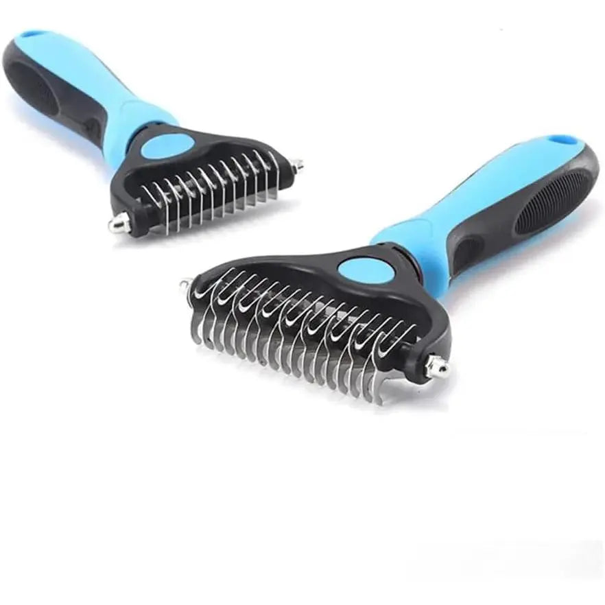 Stainless Steel Double-Sided Pet Detangling Comb for Dogs and Cats - Grooming Shedding Brush with Optimal Blade Spacing for Matting Reduction and Fur Removal