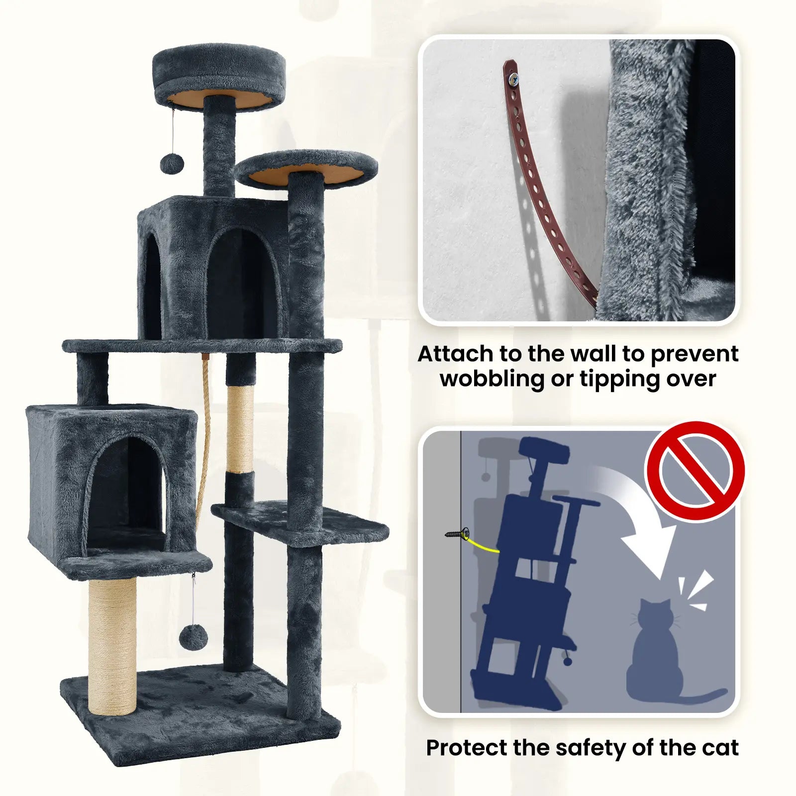Wecharmer Indoor Cat Tree Tower with Plush Condo, Scratching Posts, and Hanging Ball - Ideal Pet Furniture with Green Leaf Design