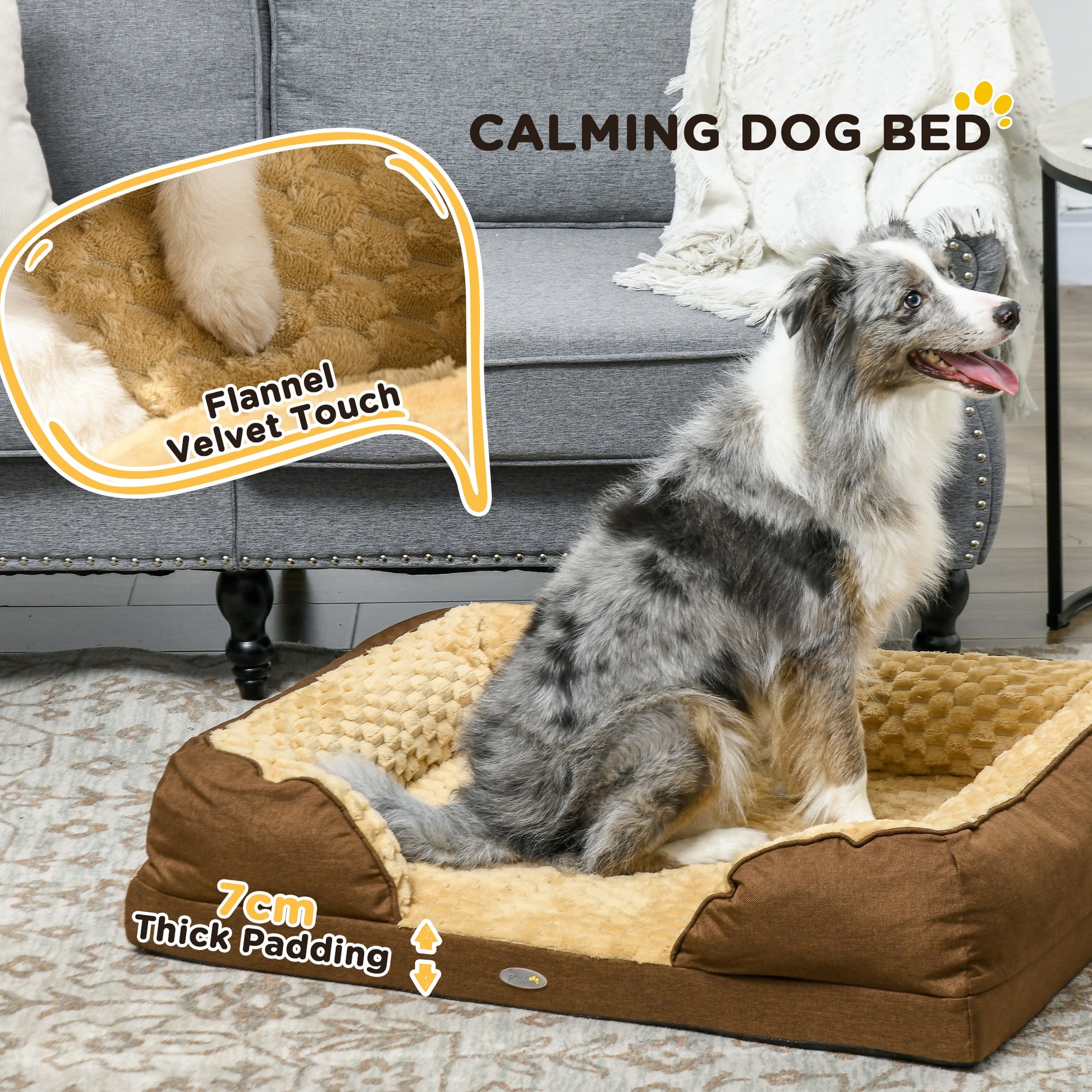 Indulge Your Small Dog with Our Cozy Brown Calming Bed - Anti-Slip Design for Ultimate Comfort