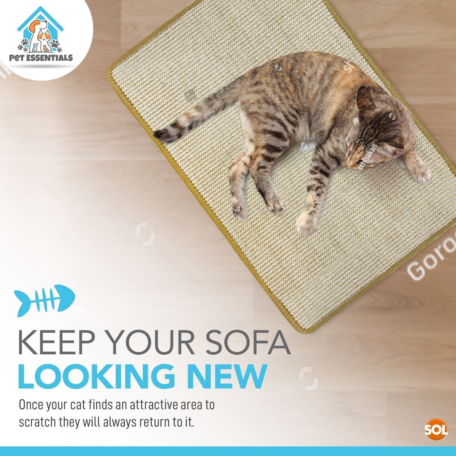 Double Pack of Premium Sisal Cat Scratching Mats - 60x40cm Durable Scratchers for Happy Kittens and Cats