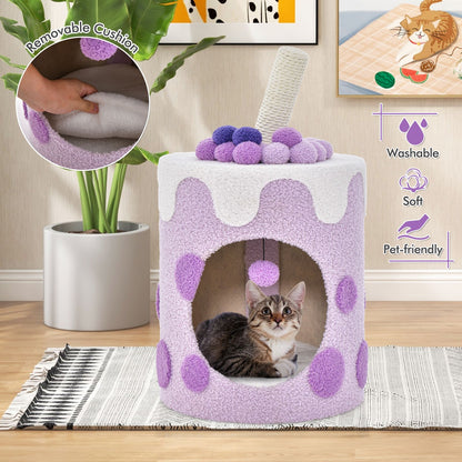Charming Bubble Tea Cat Tree Tower with Interactive Scratching Post and Cozy Condo