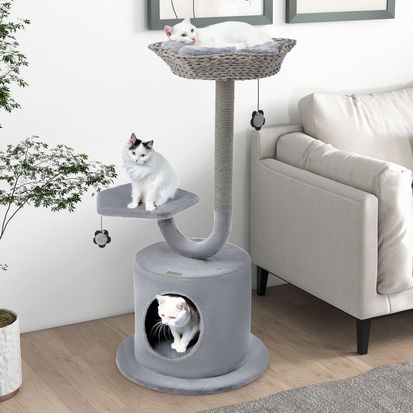 3-Tier Cat Tree with Sisal-Wrapped Scratching Post