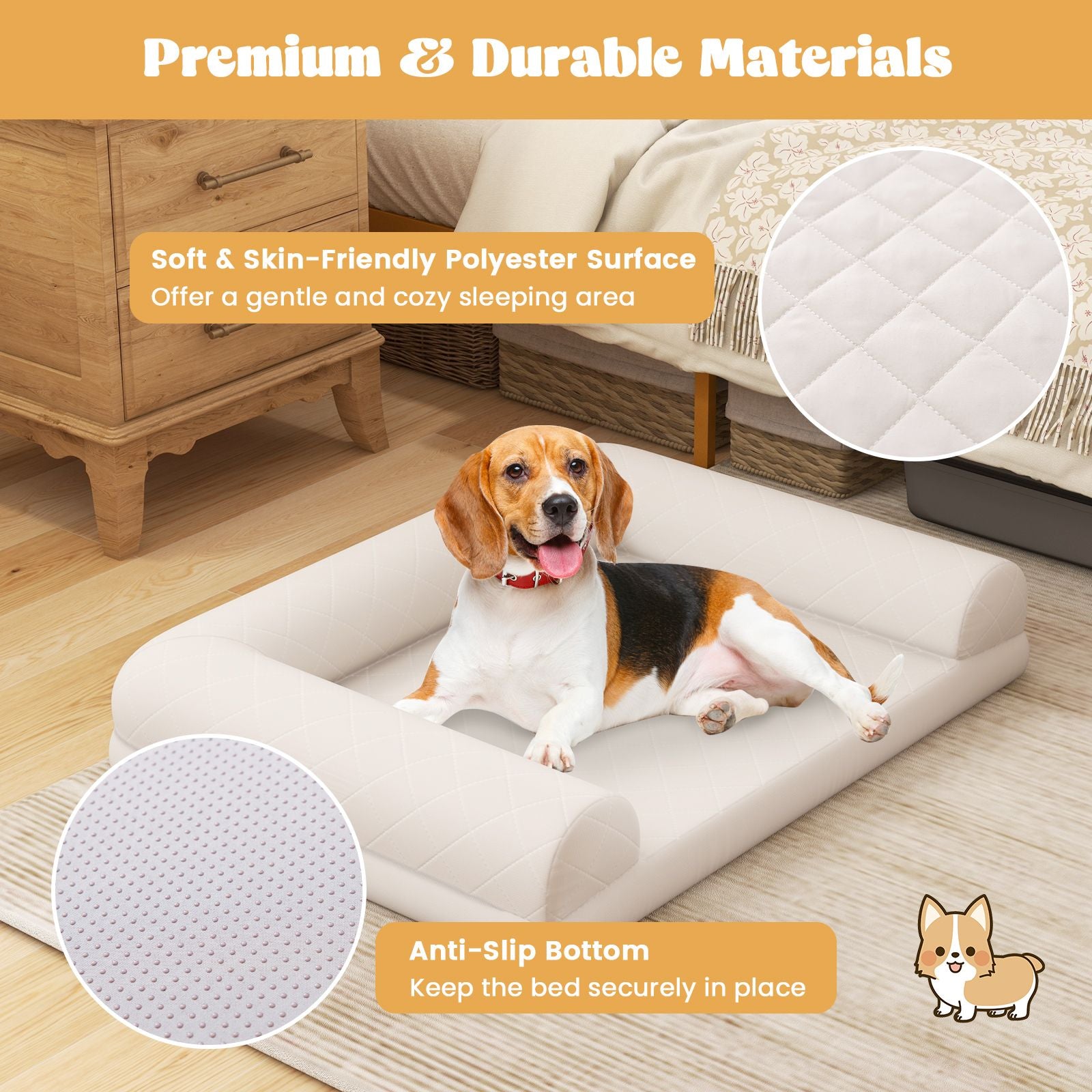 Luxury Orthopedic Dog Bed with 3-Sided Bolster for Ultimate Comfort and Support