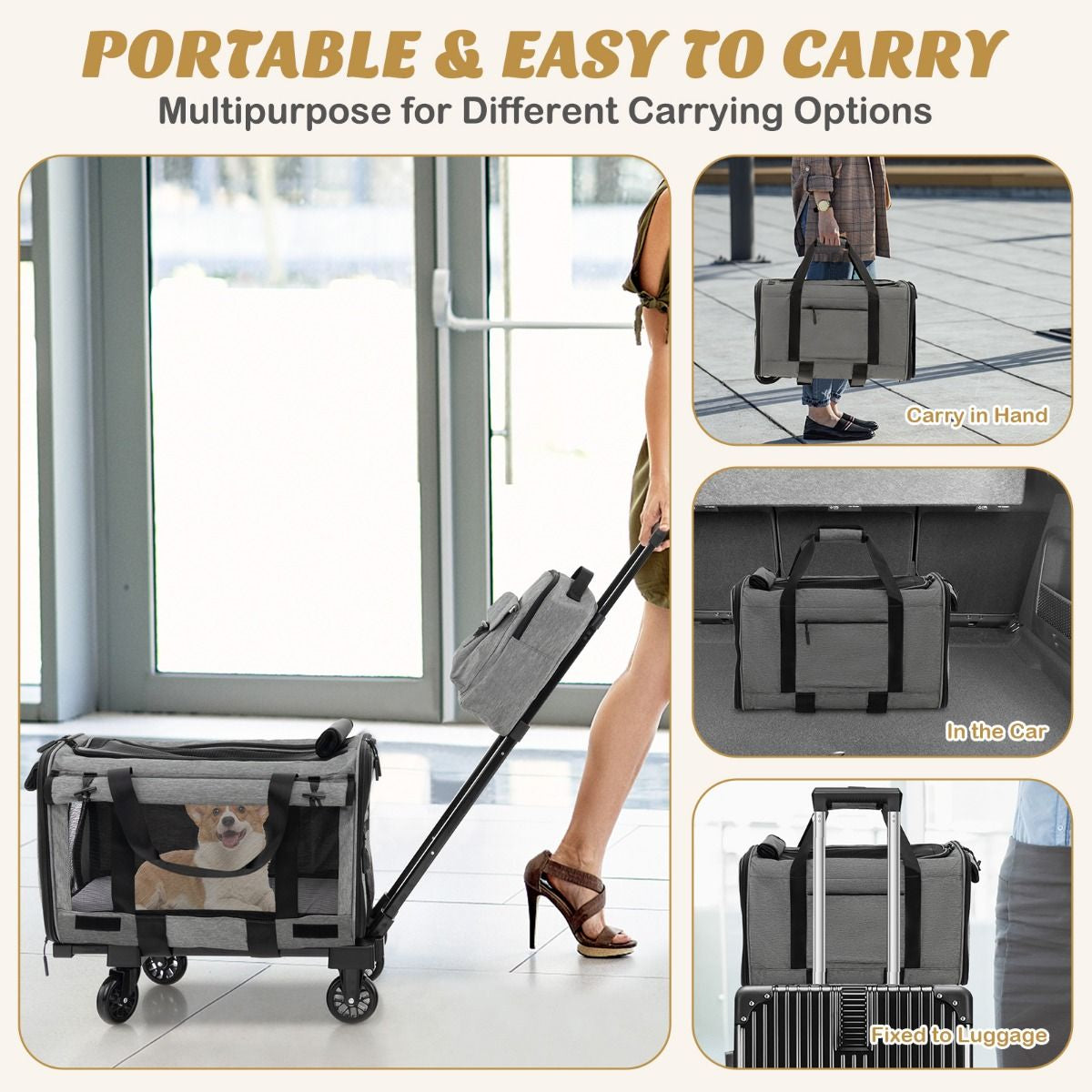 Premium Rolling Carrier for Small and Medium Pets