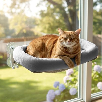 Folding Window Cat Hammock - Cordless, Machine Washable Bed with Durable Metal Frame and Strong Suction Cups for Cats and Small Dogs