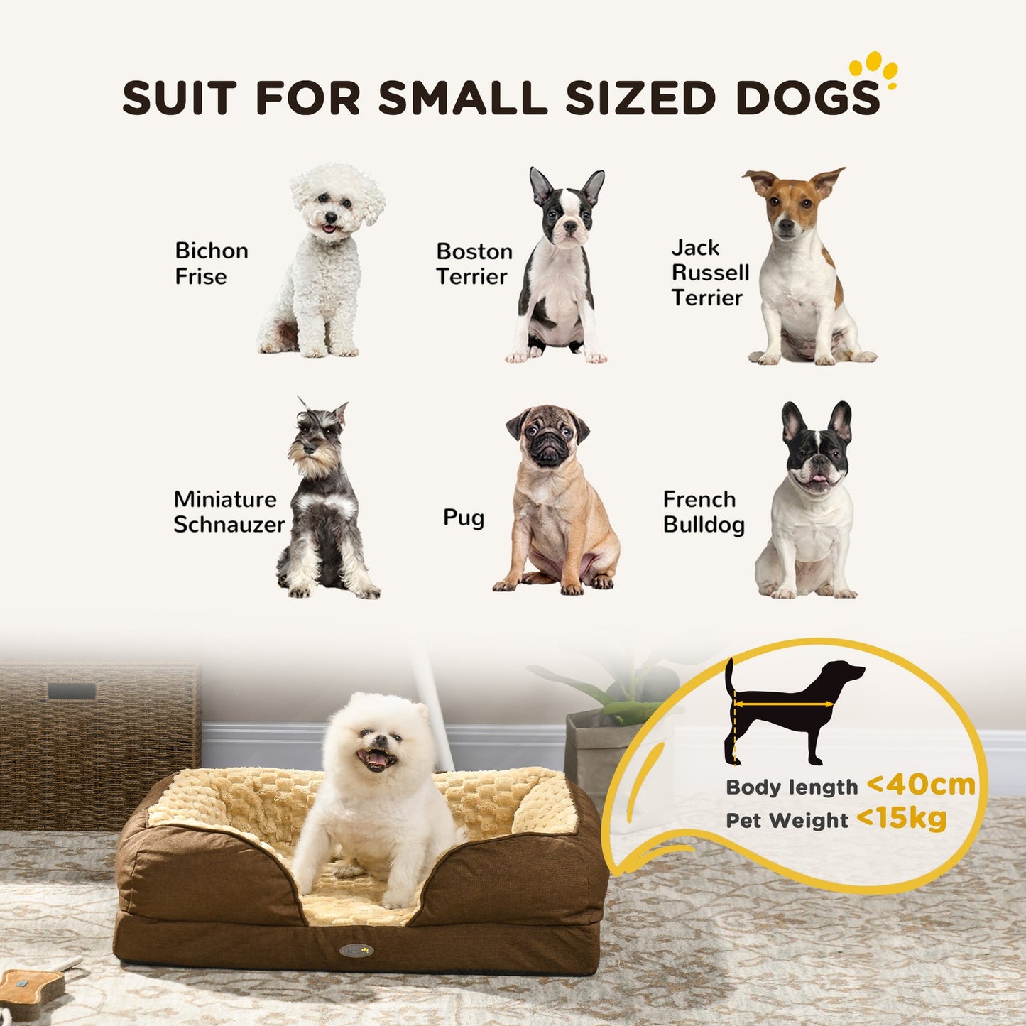 Indulge Your Small Dog with Our Cozy Brown Calming Bed - Anti-Slip Design for Ultimate Comfort