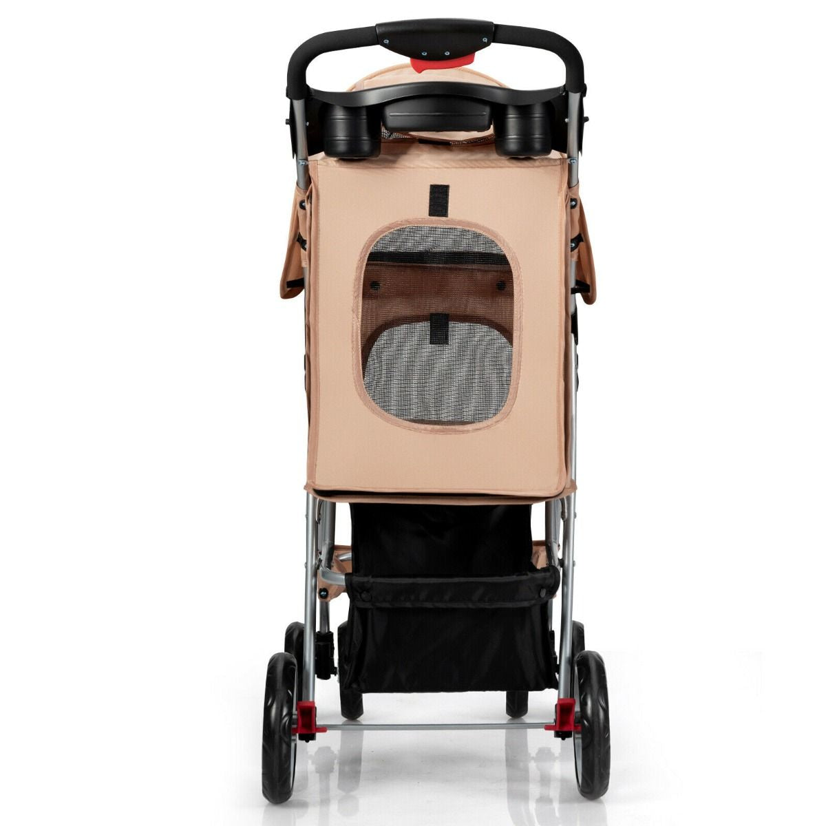 4-Wheel Folding Pet Stroller with Storage Basket and Adjustable Canopy System