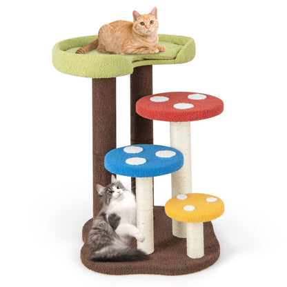 3-in-1 Cat Tree Featuring Three Fully Wrapped Sisal Posts with Removable Mat and Platforms
