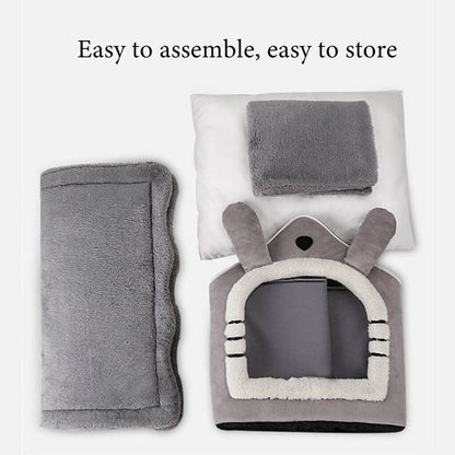 Cozy Igloo Fleece Cave Bed for Cats and Dogs - Soft, Washable, and Perfect for All Seasons