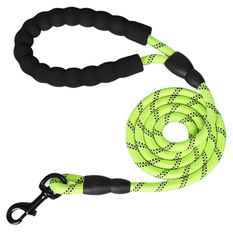 5FT Reflective Braided Dog Leash with Padded Foam Handle for Puppy Training