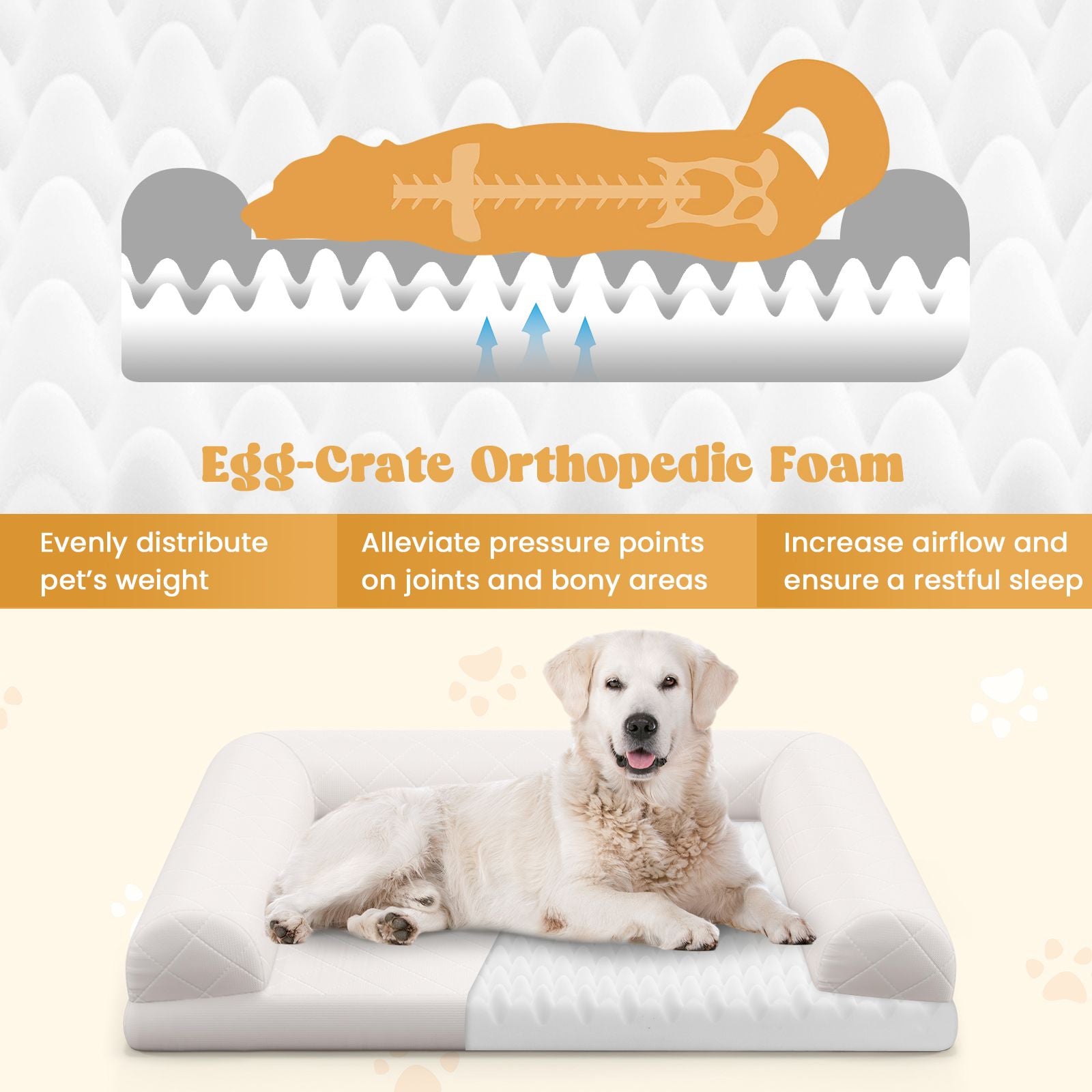 Luxury Orthopedic Dog Bed with 3-Sided Bolster for Ultimate Comfort and Support