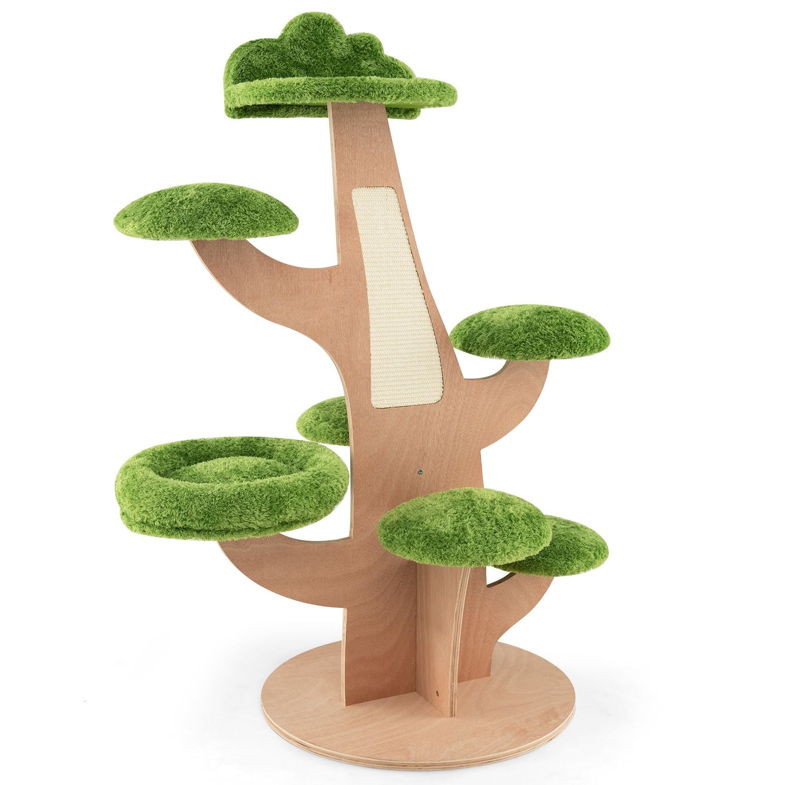 128 cm Multi-Level Pine Cat Tower with Sisal Scratching Board