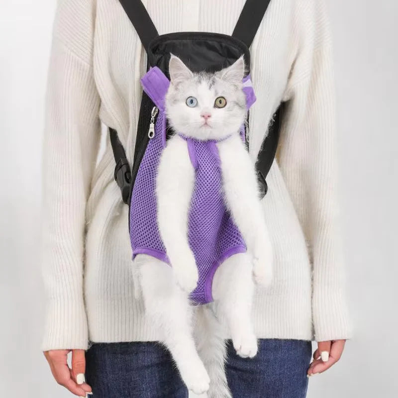 Adjustable Pet Carrier Backpack for Cats and Dogs - Portable Outdoor Travel and Hiking Bag