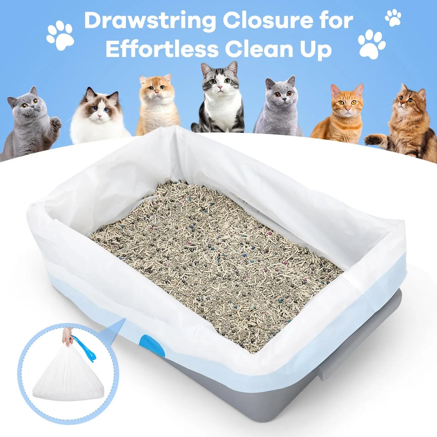 Cat Litter Bags 40 Count Durable Drawstring Liners for Automatic Self-Cleaning Litter Boxes Heavy-Duty Leak-Resistant Replacement Bags Easy-Tie Thick Tough Waste Bags#Summervibes #Petlovers