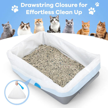 Cat Litter Bags 40 Count Durable Drawstring Liners for Automatic Self-Cleaning Litter Boxes Heavy-Duty Leak-Resistant Replacement Bags Easy-Tie Thick Tough Waste Bags#Summervibes #Petlovers