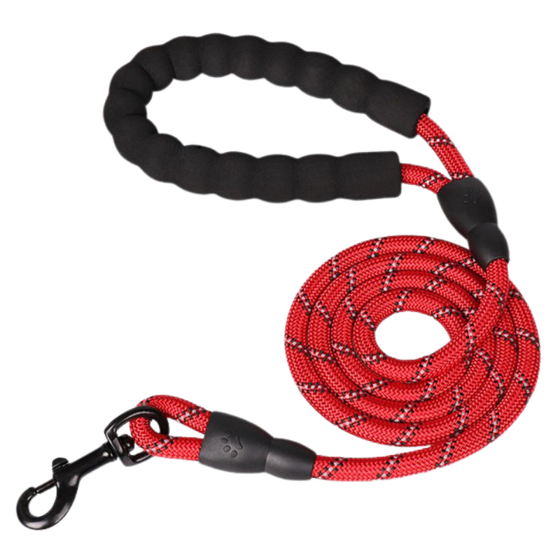 5FT Reflective Braided Dog Leash with Padded Foam Handle for Puppy Training