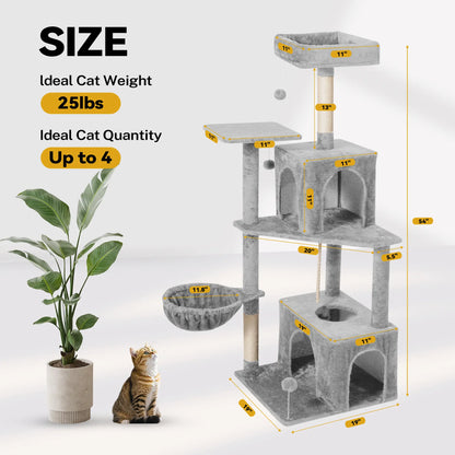 Wecharmer Indoor Cat Tree Tower with Plush Condo, Scratching Posts, and Hanging Ball - Ideal Pet Furniture with Green Leaf Design