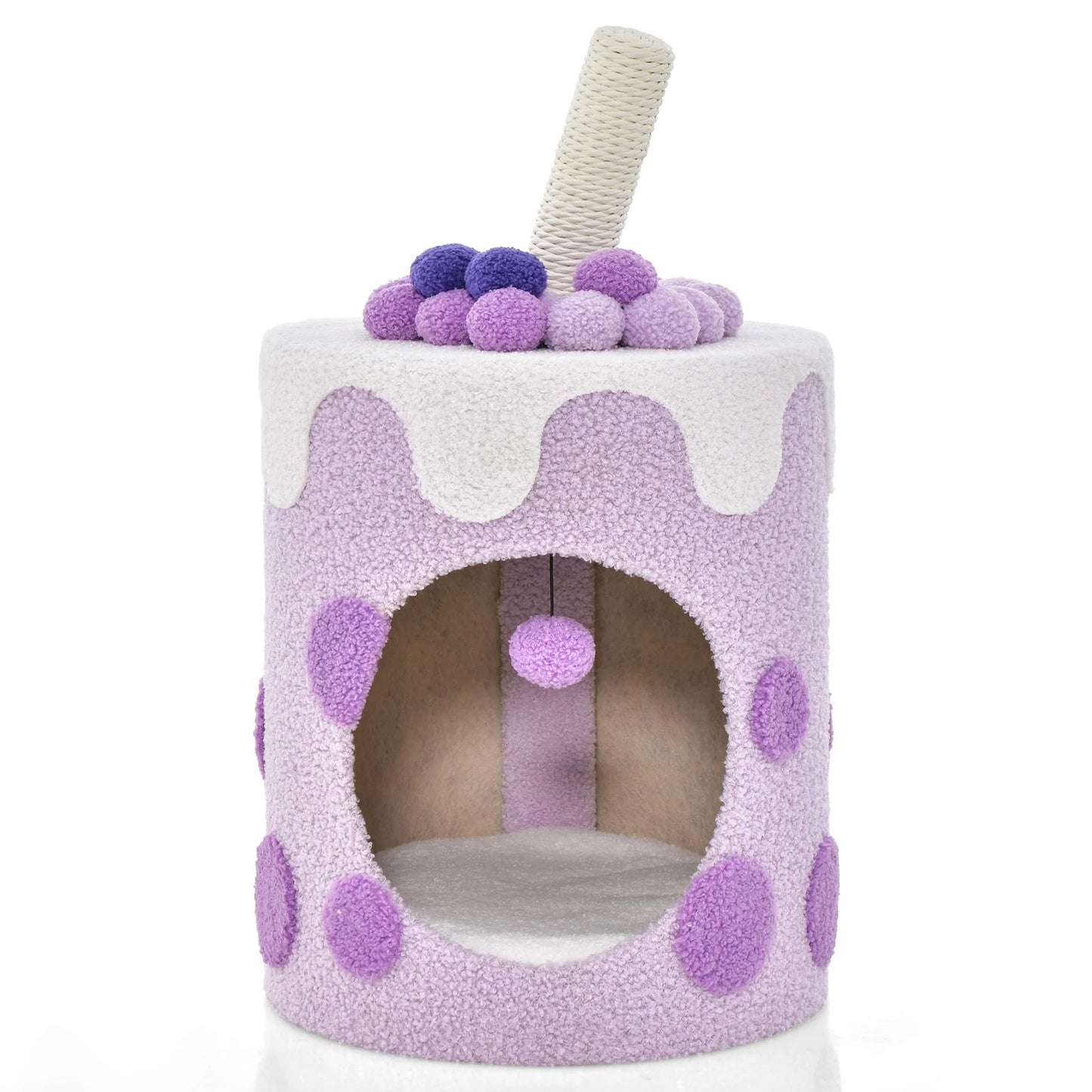 Charming Bubble Tea Cat Tree Tower with Interactive Scratching Post and Cozy Condo