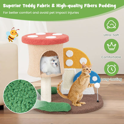 4-in-1 Cat Tree with Enclosed Condo and Elevated Platform Featuring Full-Wrapped Sisal Post