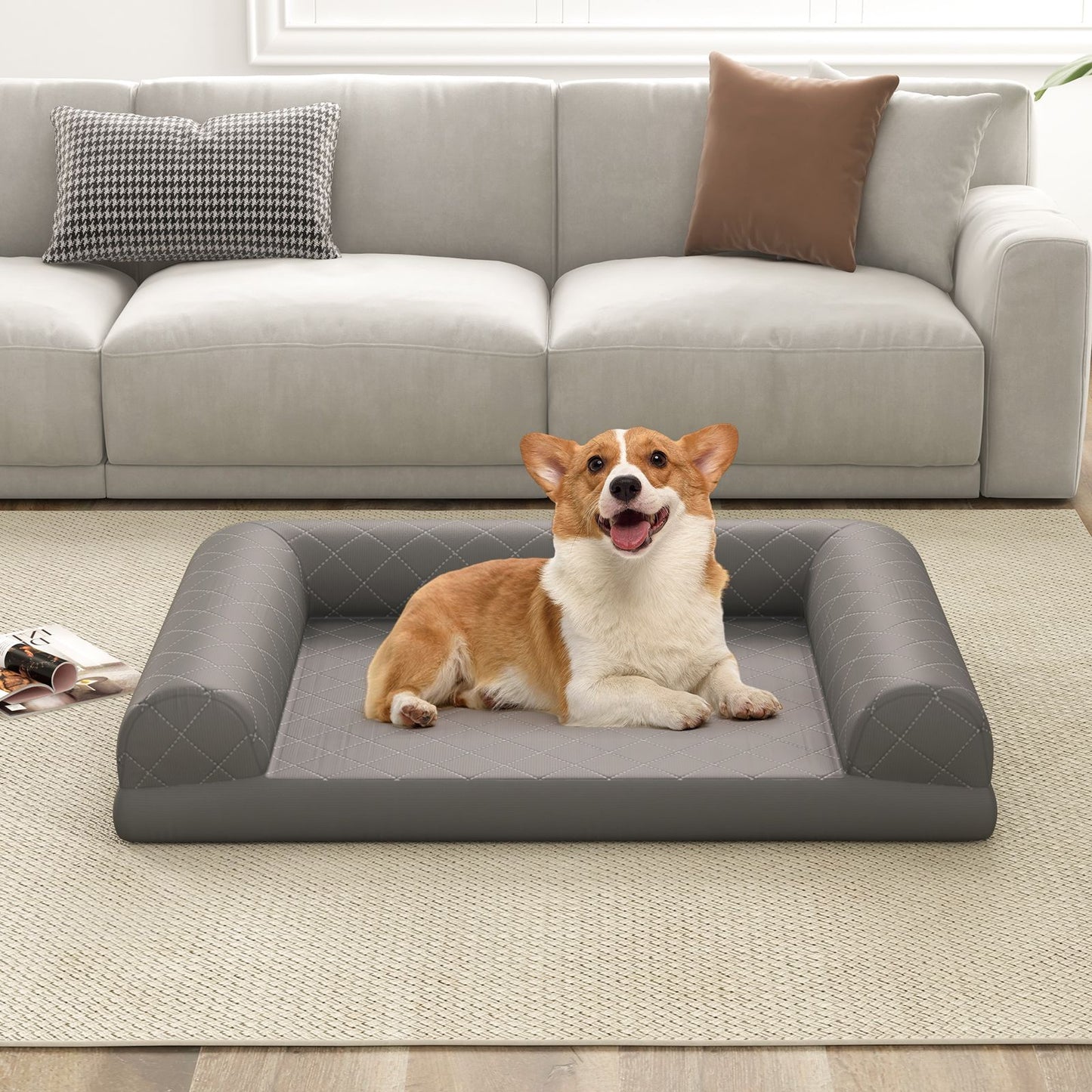 Luxury Orthopedic Dog Bed with 3-Sided Bolster for Ultimate Comfort and Support