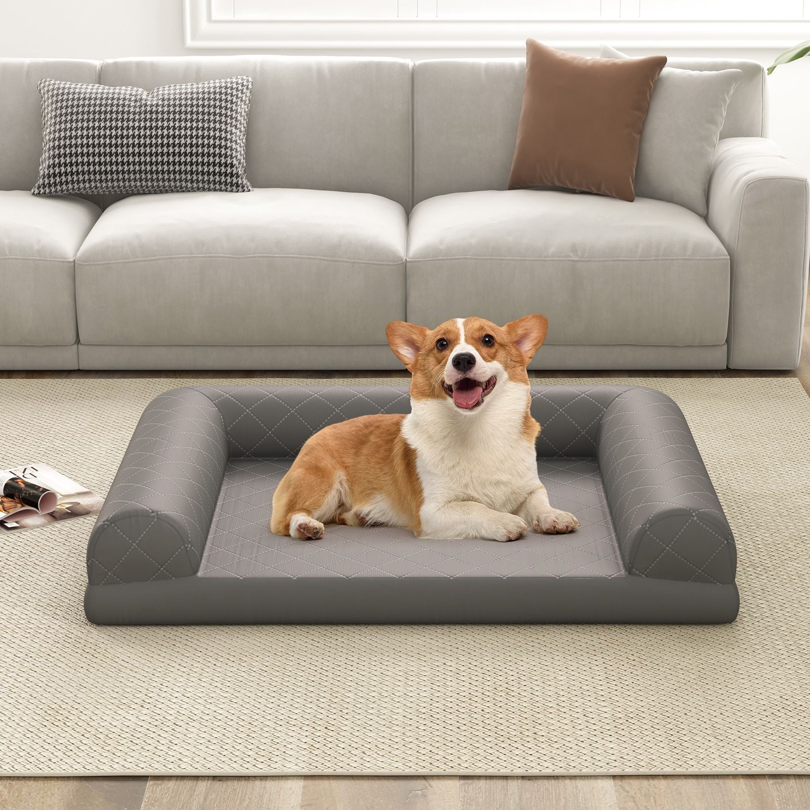 Luxury Orthopedic Dog Bed with 3-Sided Bolster for Ultimate Comfort and Support
