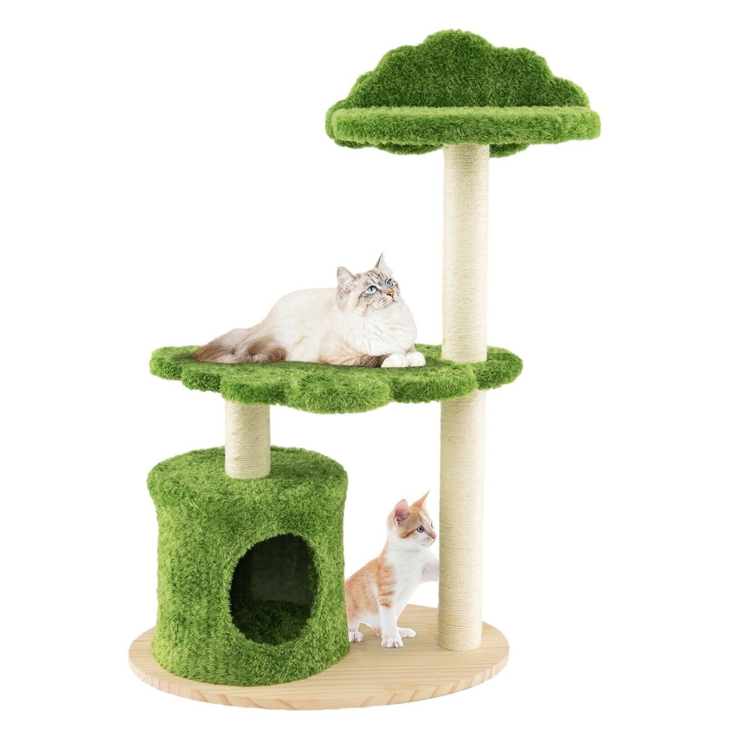 Stylish 97Cm Wooden Cat Tree - 3-Tier Activity Center for Play and Relaxation
