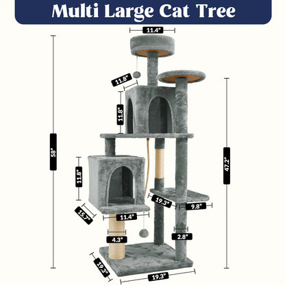 Wecharmer Indoor Cat Tree Tower with Plush Condo, Scratching Posts, and Hanging Ball - Ideal Pet Furniture with Green Leaf Design