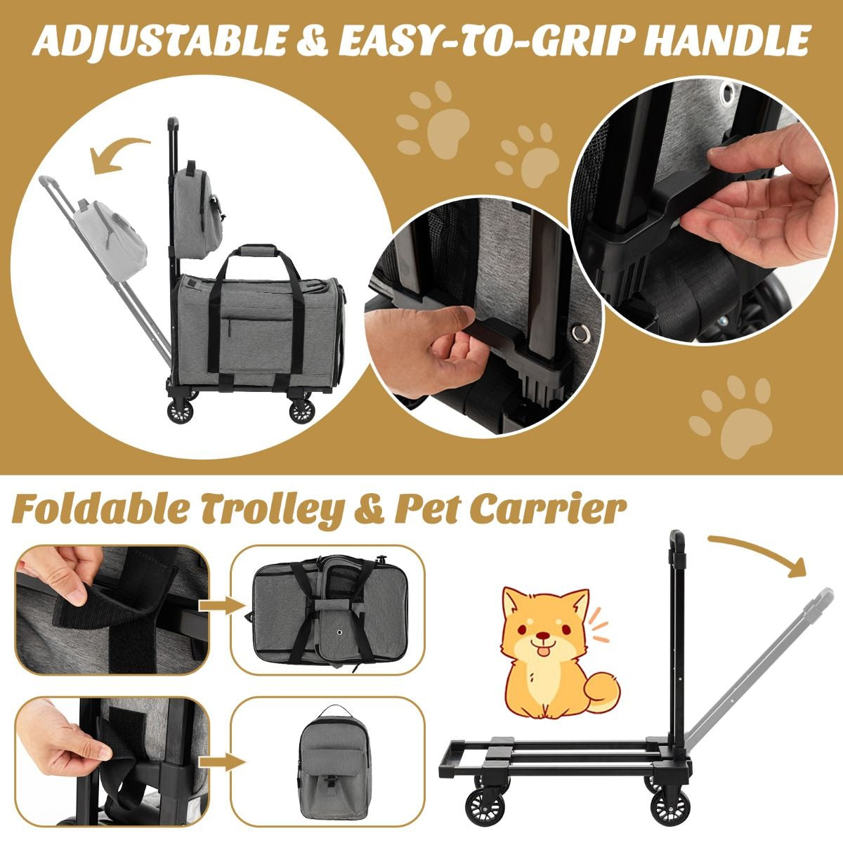 Premium Rolling Carrier for Small and Medium Pets