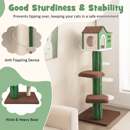 7-Tier Contemporary Cat Tree with Sisal Scratching Posts