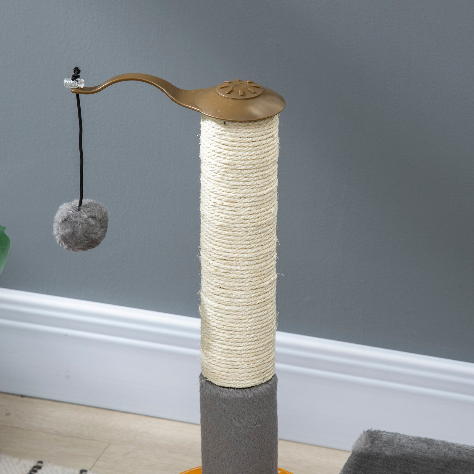 Delightful Grey Indoor Activity Centre with Scratching Post and Play Balls for Cats - 56Cm